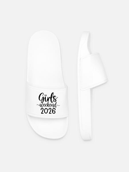 Girls Weekend 2026 Lettering - Men’s Pool Sliders - white