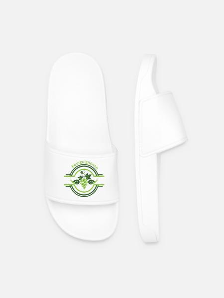 Burgundy vine logo with snails - Men’s Pool Sliders - white