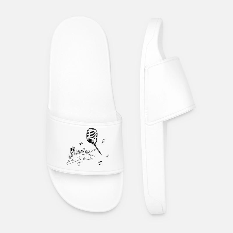 Retro microphone with music notes - Men’s Pool Sliders - white