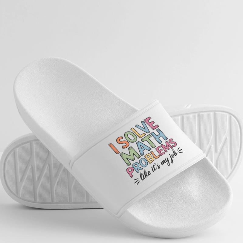 I Solve Math Problems Like a Job Math Teacher Men’s Pool Sliders