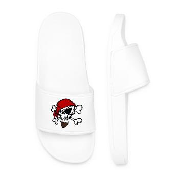 Tête de squelette de pirate avec bandana rouge - Claquettes Homme - blanc - Devant