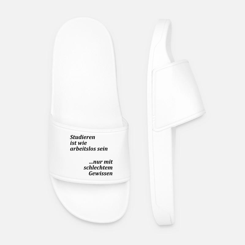University motto "Studying = unemployed" Students - Men’s Pool Sliders - white