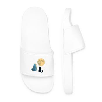 Night macro fantasy with moon and cat - Men’s Pool Sliders - white - Front