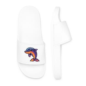 Dolphin Halloween Zombie - Men’s Pool Sliders - white - Front