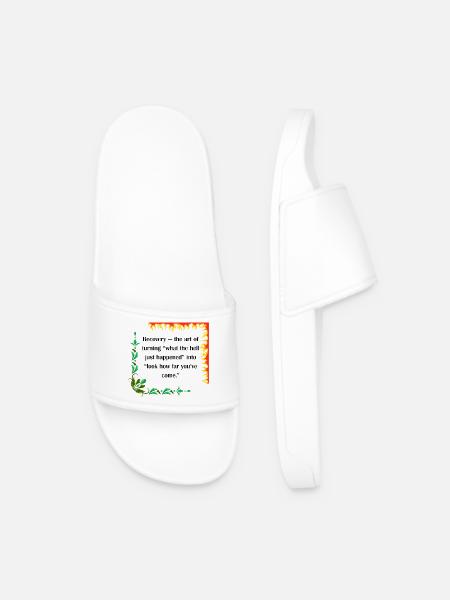 Recovery – Look How Far You’ve Come Quote - Men’s Pool Sliders - white