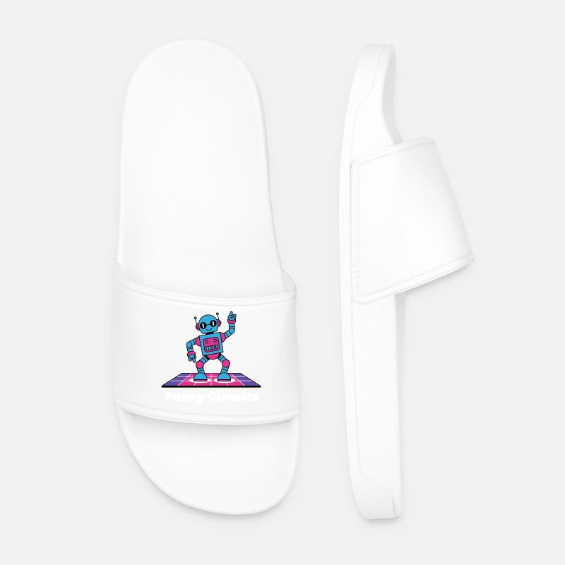 Funky Circuits Robots - Men’s Pool Sliders - white