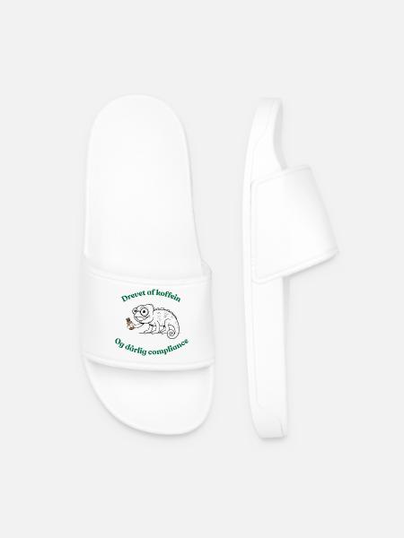 Powered by Caffeine - Fun Design - Men’s Pool Sliders - white