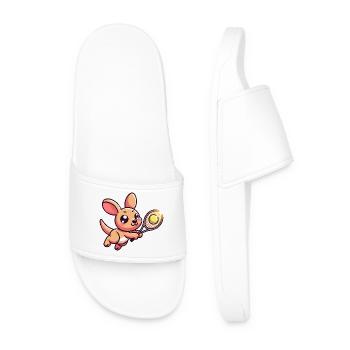 Kangaroo playing tennis with racket and ball - Men’s Pool Sliders - white - Front
