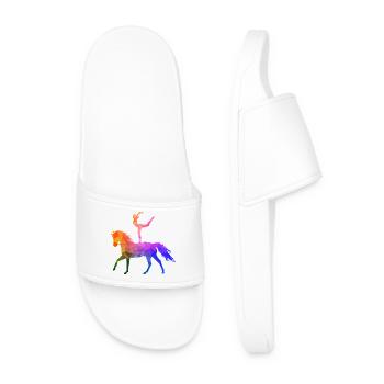Vaulting Acrobatics Equestrian Riding Horse Colorful - Men’s Pool Sliders - white - Front