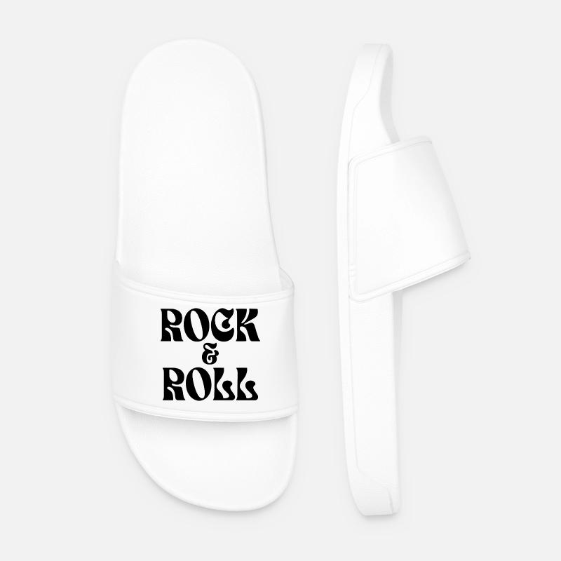 Rock'n'Roll-Musik-Logo-Design - Männer Badelatschen - Weiß