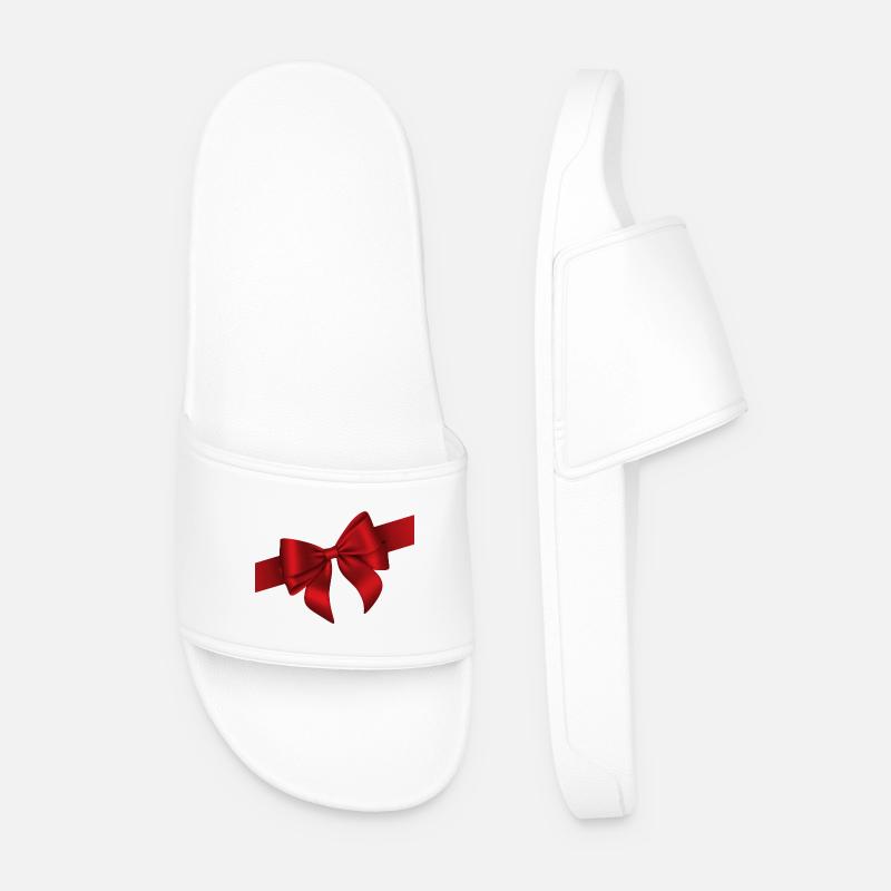 Red Bow Elegance - Men’s Pool Sliders - white