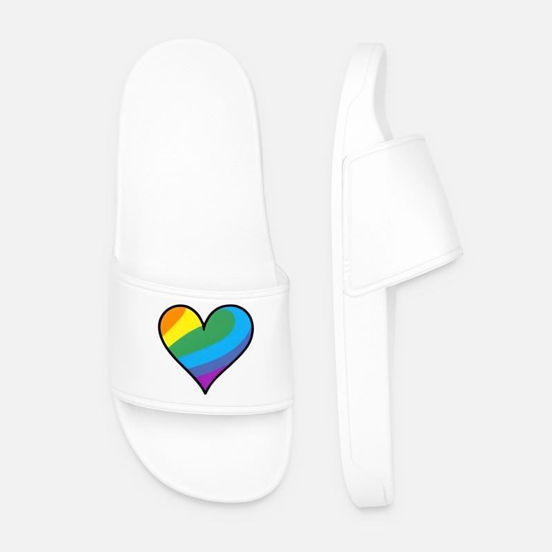 Regenbogenherz Pride Print - Männer Badelatschen - Weiß