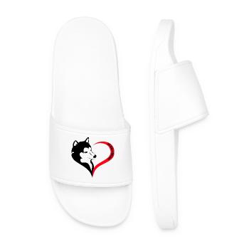 Silhouette de chien avec cœur et âme - Claquettes Homme - blanc - Devant