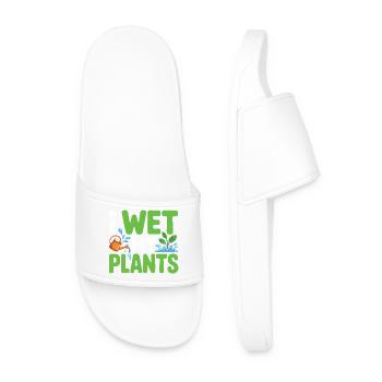 Jeu de mots du jardin de « Je mouille mes plantes » - Claquettes Homme - blanc - Devant
