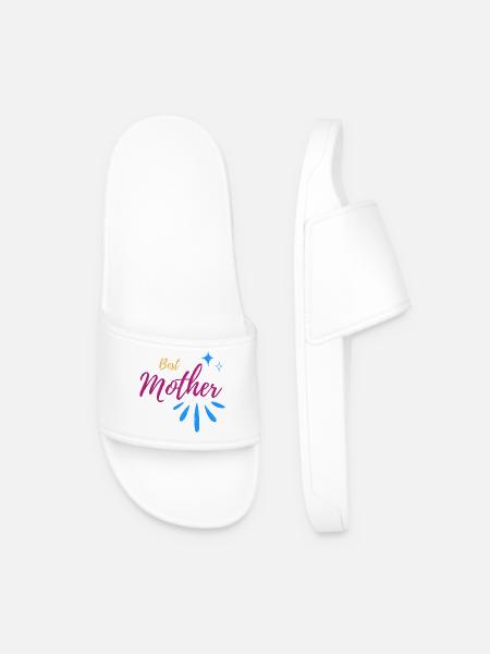 Best Mother Font with Spark Speckle - Men’s Pool Sliders - white