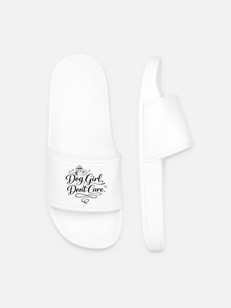 dog girl, don't care - Men’s Pool Sliders - white