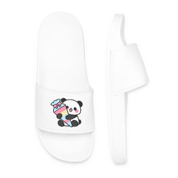 1st Grade Panda School Enrollment Gift 2026 - Men’s Pool Sliders - white - Front