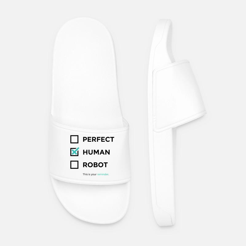 Perfect Human Robot – Minimal Checkbox Statement - Männer Badelatschen - Weiß