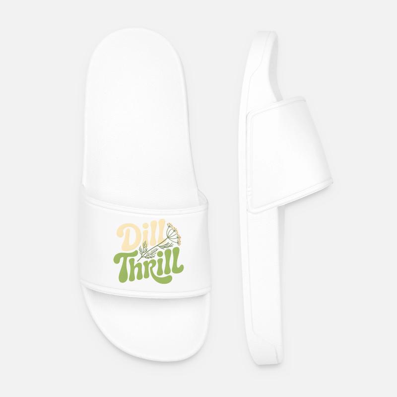 Dill-Kick | Herbs Kitchen Garden Pun - Men’s Pool Sliders - white