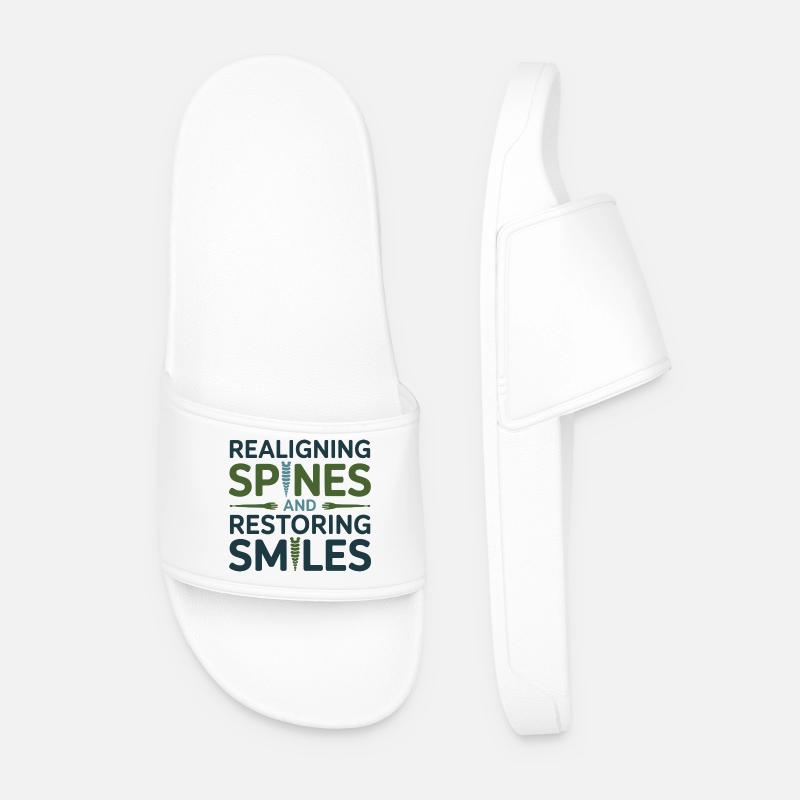 Osteopath Realigning Spines Restoring Smiles  - Men’s Pool Sliders - white