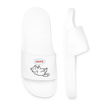 Laughing Cat Nope Middle Finger - Men’s Pool Sliders - white - Front