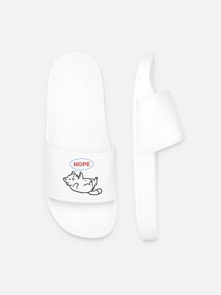 Laughing Cat Nope Middle Finger - Men’s Pool Sliders - white