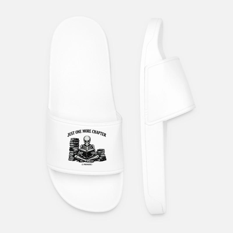 Just One More Chapter Skeleton - Men’s Pool Sliders - white