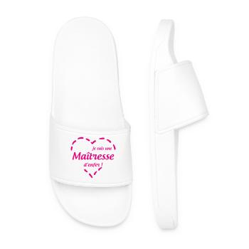 Maîtresse d'enfer Cœur Rose Pointillé - Claquettes Homme - blanc - Devant