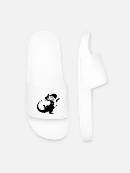 Funny Otter with Hat Cartoon Motif - Men’s Pool Sliders - white