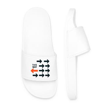 Inverted Arrow Against Current Design This Way Tot - Men’s Pool Sliders - white - Front