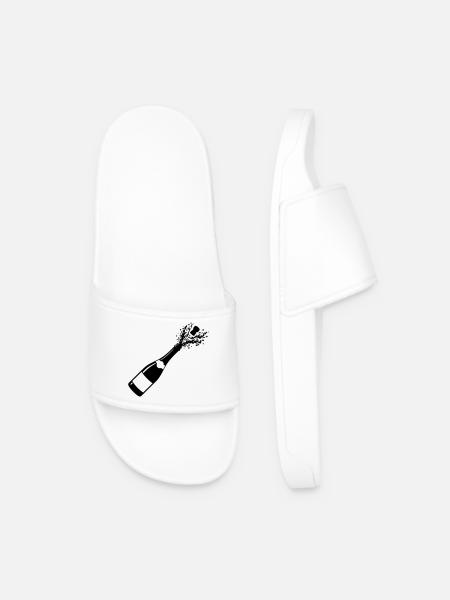 Sparkling Bottle Pop Silhouette - Men’s Pool Sliders - white