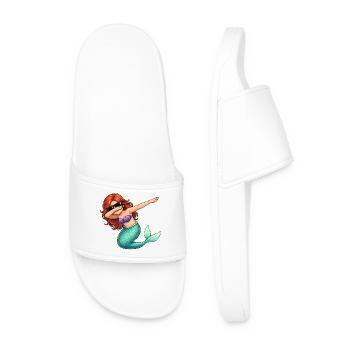 Dabbing Mermaid - Men’s Pool Sliders - white - Front
