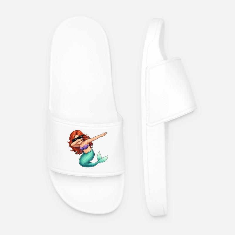 Dabbing Mermaid - Men’s Pool Sliders - white