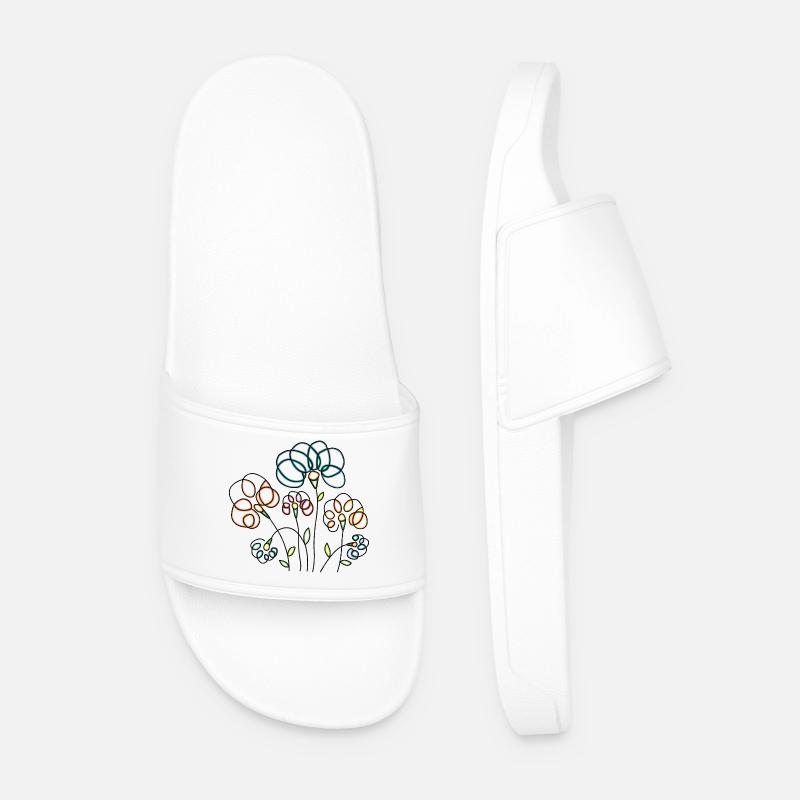 Flowers - Men’s Pool Sliders - white