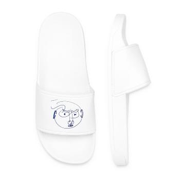 Visage : bleu et en colère - cadeau artistique - Claquettes Homme - blanc - Devant