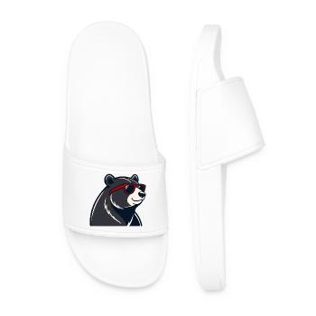 Bear Red Glasses Cartoon - Männer Badelatschen - Weiß - Vorne