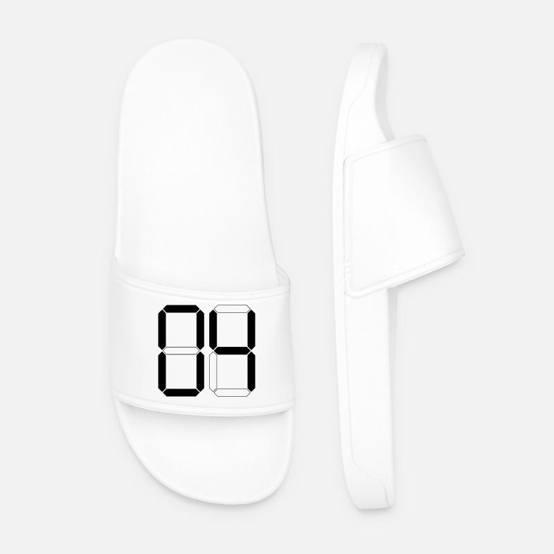 NUMBER 04 Zero Four Birthday Gift Digital - Men’s Pool Sliders - white