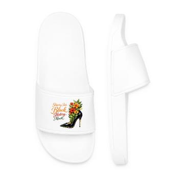 Stepping Into Black History Month High Heel Flowers - Men’s Pool Sliders - white - Front