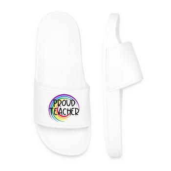 Stolzer Lehrer LGBTQ Pride Regenbogendesign - Männer Badelatschen - Weiß - Vorne