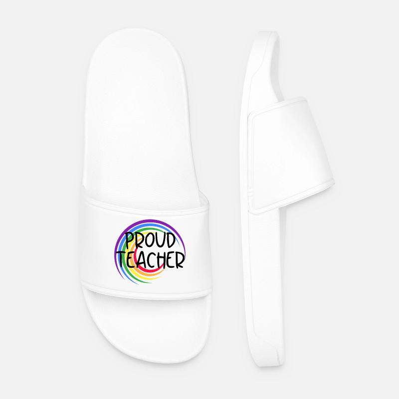 Stolzer Lehrer LGBTQ Pride Regenbogendesign - Männer Badelatschen - Weiß