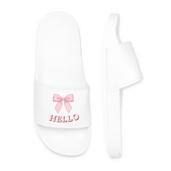 Pinkes Hello mit Schleifenband - Männer Badelatschen - Weiß - Vorne