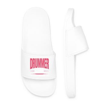 Batteur Fille Batteur Drum Rock Groupe - Claquettes Homme - blanc - Devant