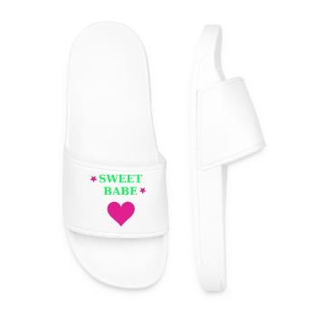 Sweet Babe Neon Herz Typo - Männer Badelatschen - Weiß - Vorne