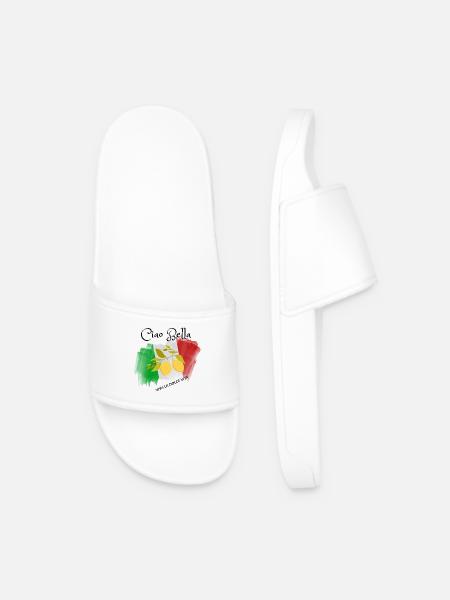 Lemon Branch in Italian Flag - Men’s Pool Sliders - white