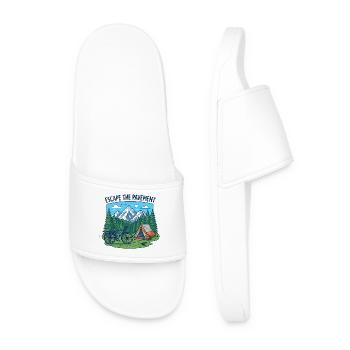 Escape the Pavement Bike Camping Vector - Men’s Pool Sliders - white - Front