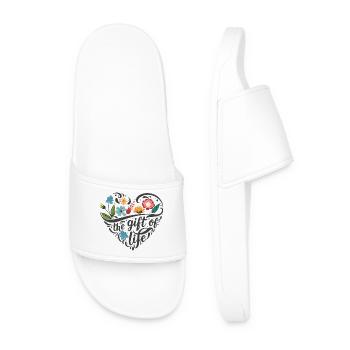 Flower Heart - Men’s Pool Sliders - white - Front