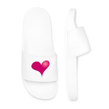 Heart II, Full Color Tee Design - Men’s Pool Sliders - white - Front