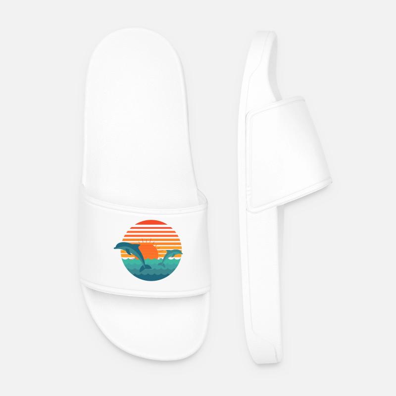 Dolphins & Sun - Men’s Pool Sliders - white