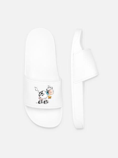 "Erna" - Cow - Cows - Cartoon - Men’s Pool Sliders - white