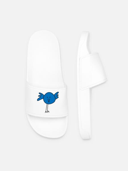 Playful bird face with blue accent - Men’s Pool Sliders - white